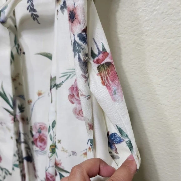 Lulus Sunny Posture Ivory Floral Sleeveless Midi Dress S Wedding Party Vacation - Picture 9 of 10